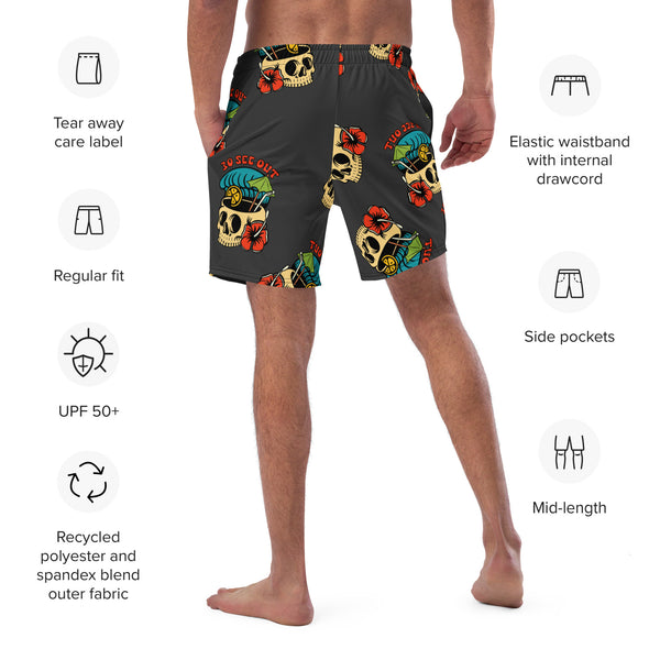 Men's Swim Shorts - Skull Drinks