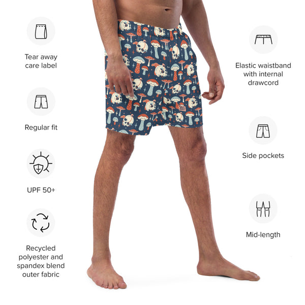 Men's Swim Shorts - Shrooms and Skulls