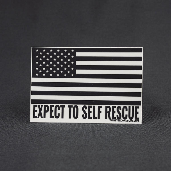 Sticker - Expect To Self Rescue American Flag Blackout (Cellar)