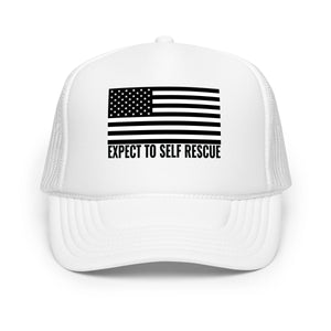 Foam Trucker Hat - Expect To Self Rescue Black Flag - Thirty Seconds Out