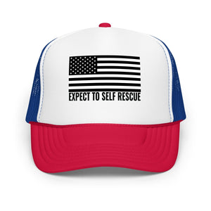 Foam Trucker Hat - Expect To Self Rescue Black Flag - Thirty Seconds Out