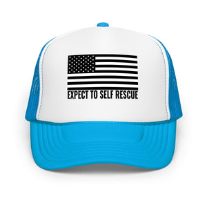 Foam Trucker Hat - Expect To Self Rescue Black Flag - Thirty Seconds Out