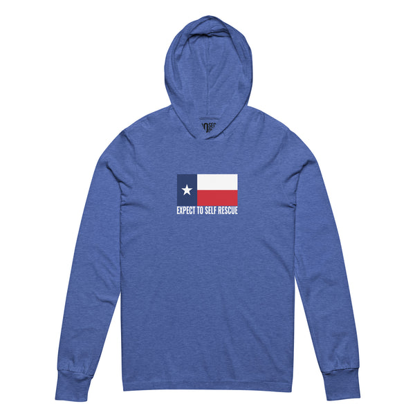 Hooded Long Sleeve T-shirt-Expect To Self Rescue (Texas Edition)